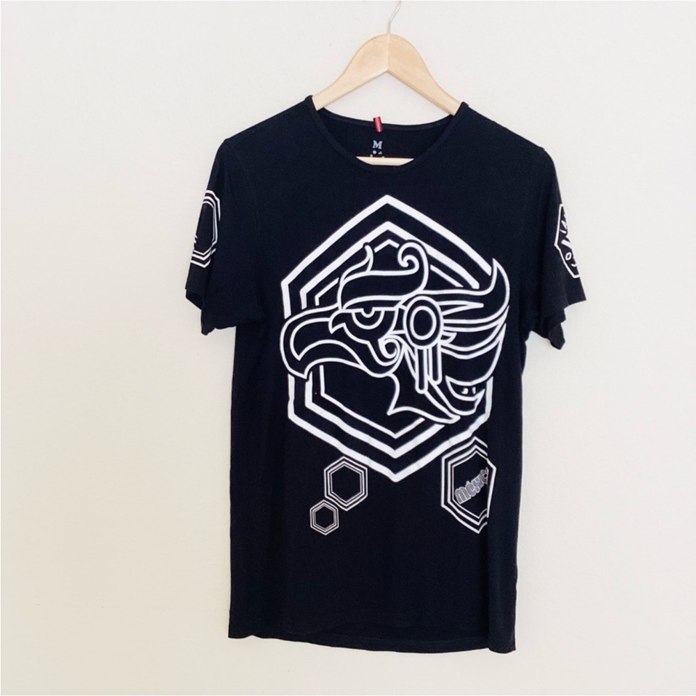 AyGuey Black México Black White Graphic Short Sleeve T Shirt SZ M